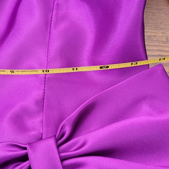 90's Alfred Angelo Purple Satin Sweetheart Puff Sleeve Prom Bridesmaid Dress - Picture 11 of 12